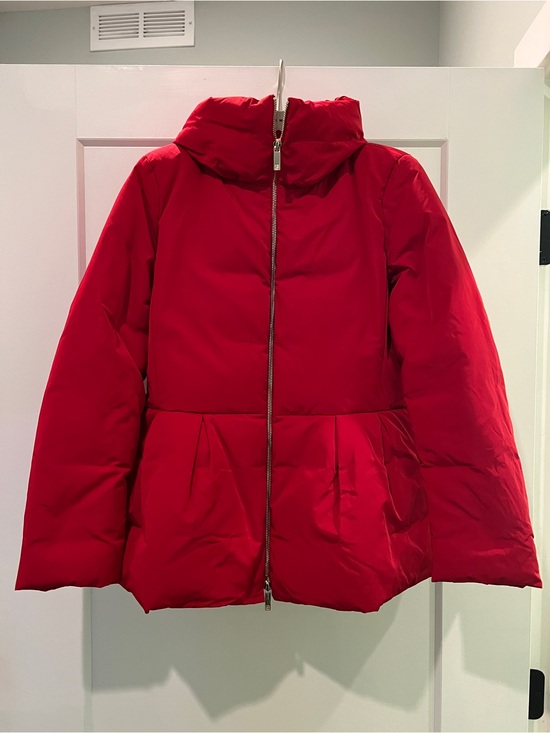 Carolina Herrera Jackets & Blazers - CH Carolina Herrera Red Peplum Puffer Coat Down Feather High Stand Collar S